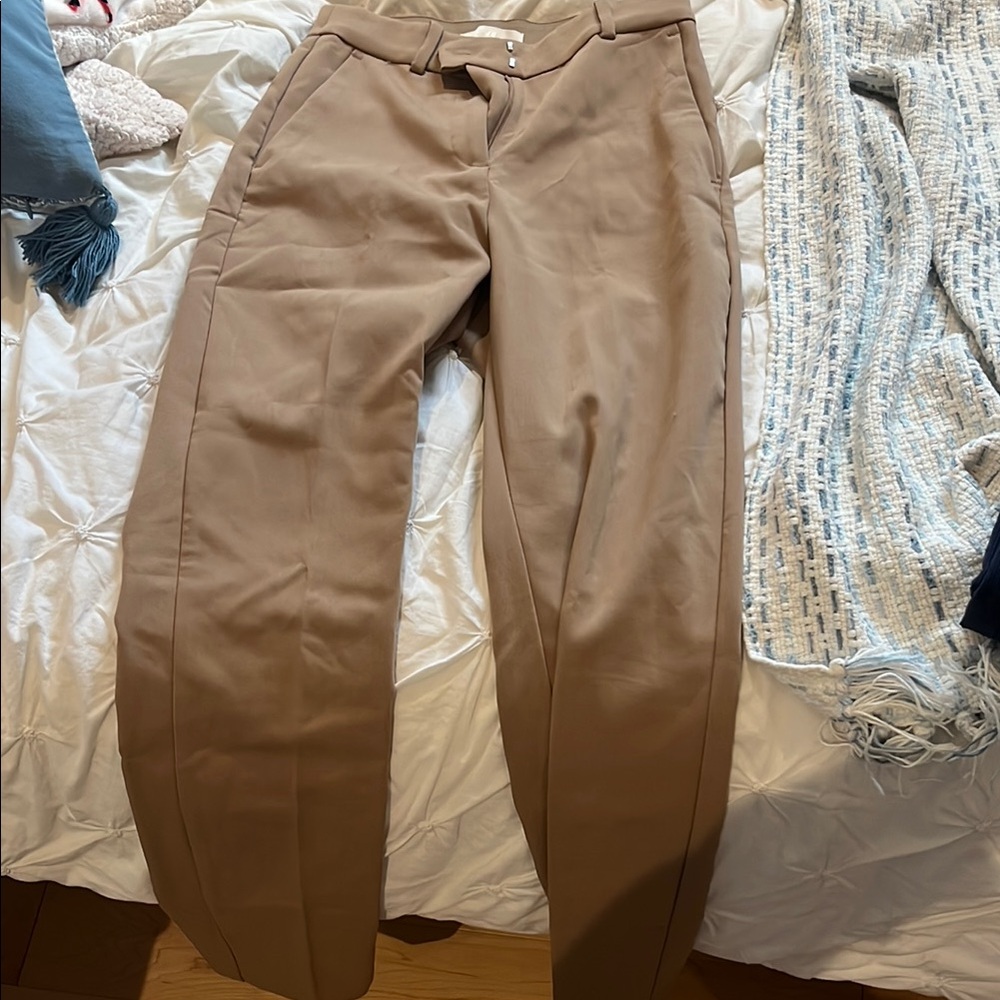 Tan Straight Leg Pants with Relaxed Fit